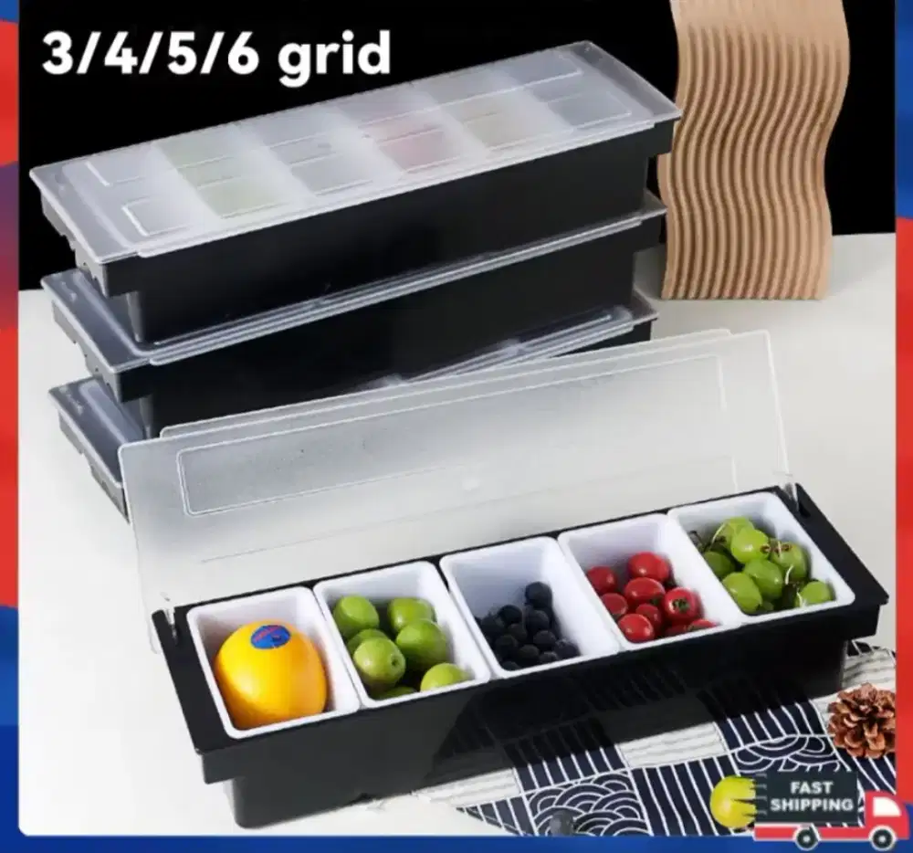 Tempat bumbu/buah/rempah ( condiment container ) 5 grid