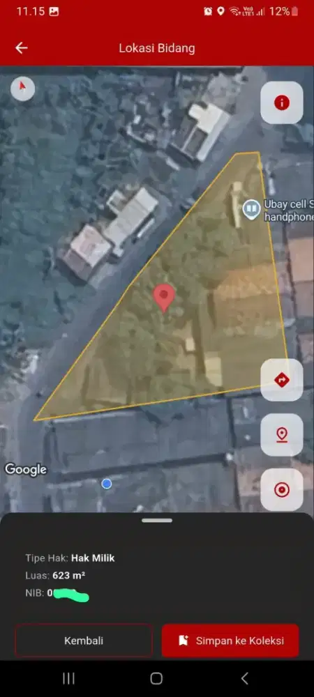 TANAH SHM 623 m²  PINGGIR JALAN UTAMA MEKAR JAYA KAWASAN INDUSTRI