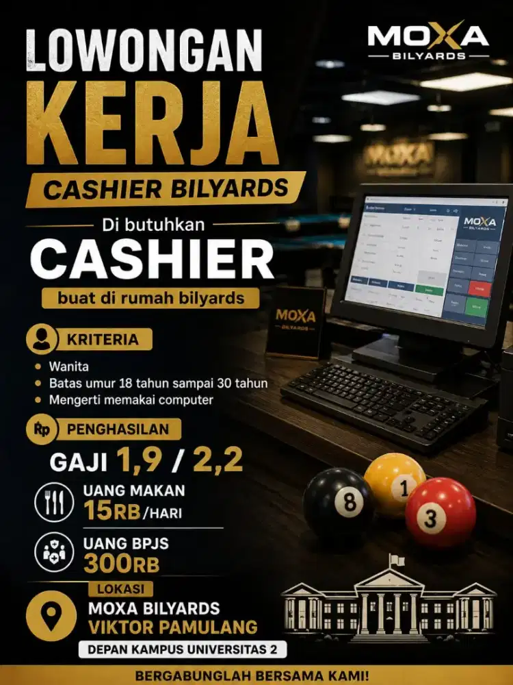 Lowongan cashier bilyards