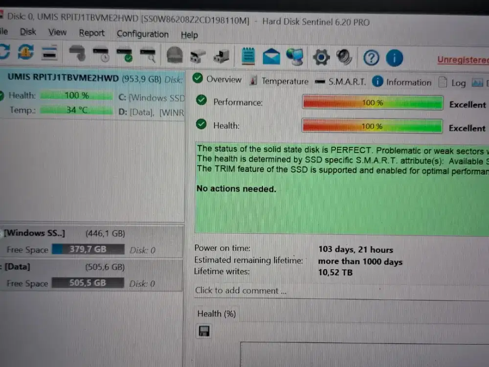 SSD nvme 1TB seken normal sentinel 100/100