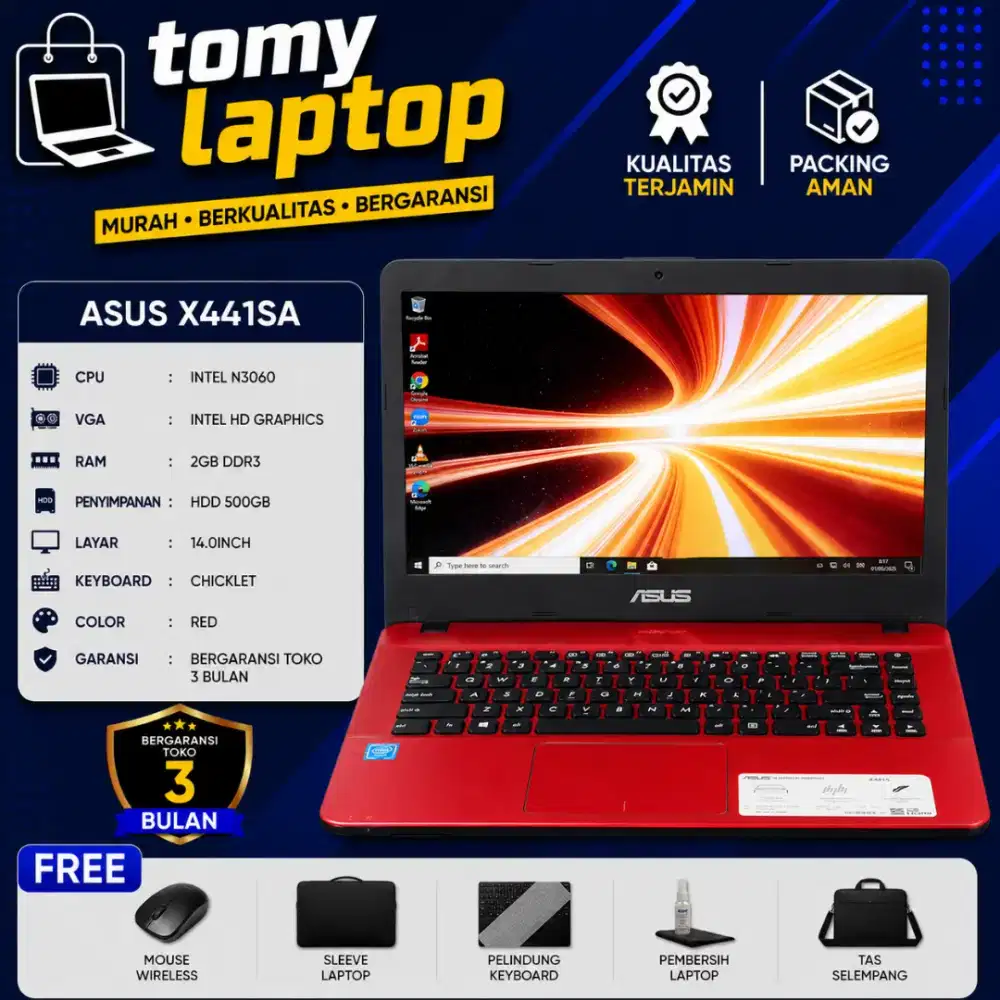 ASUS X441SA INTEL N3060 INTEL UHD GRAPHICS RAM 2GB HDD 500GB 14INCH