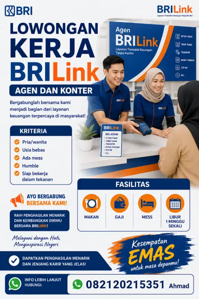 Lowongan kerja Konter Dan Agen Brilink