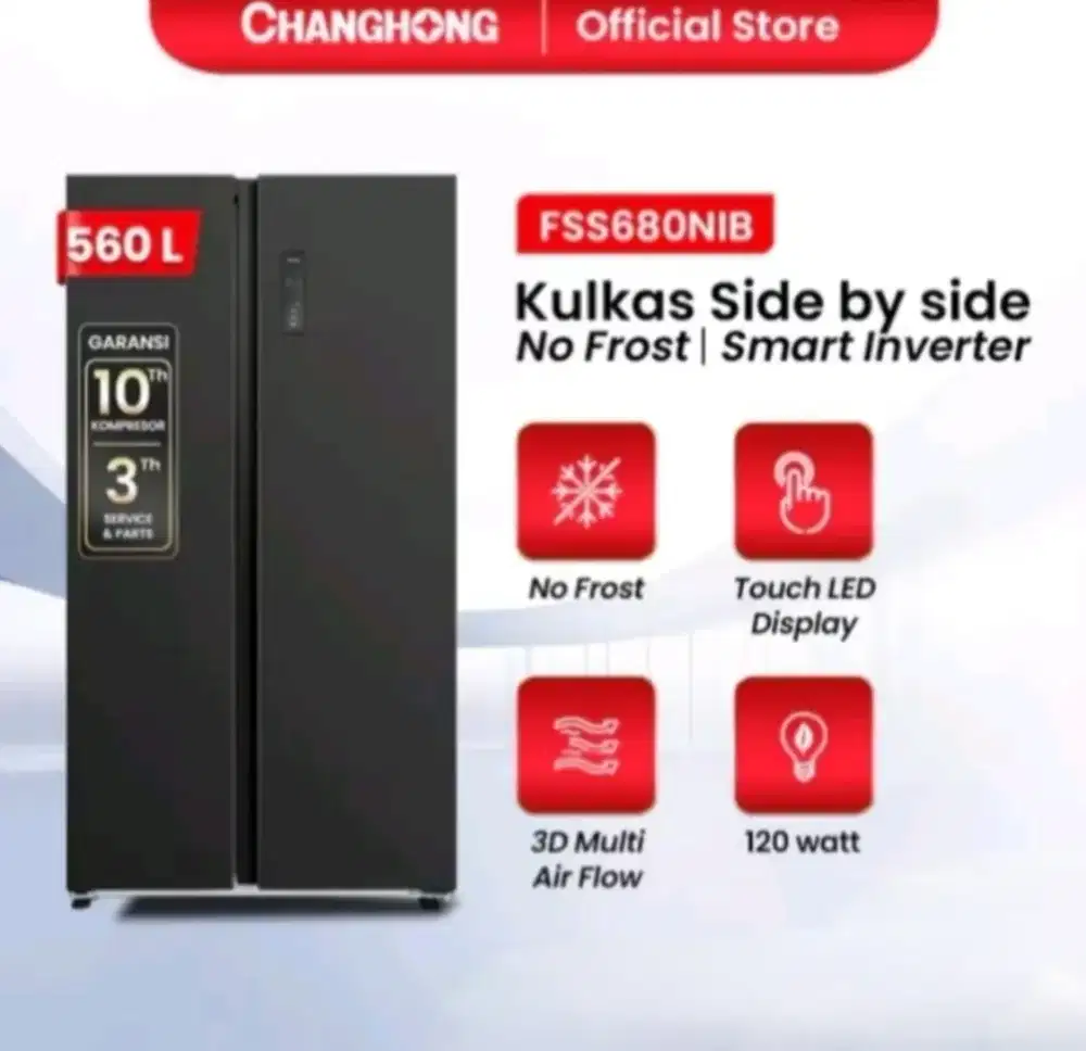 KULKAS 2 PINTU CHANGHONG SIDE BY SIDE FSS680NIB