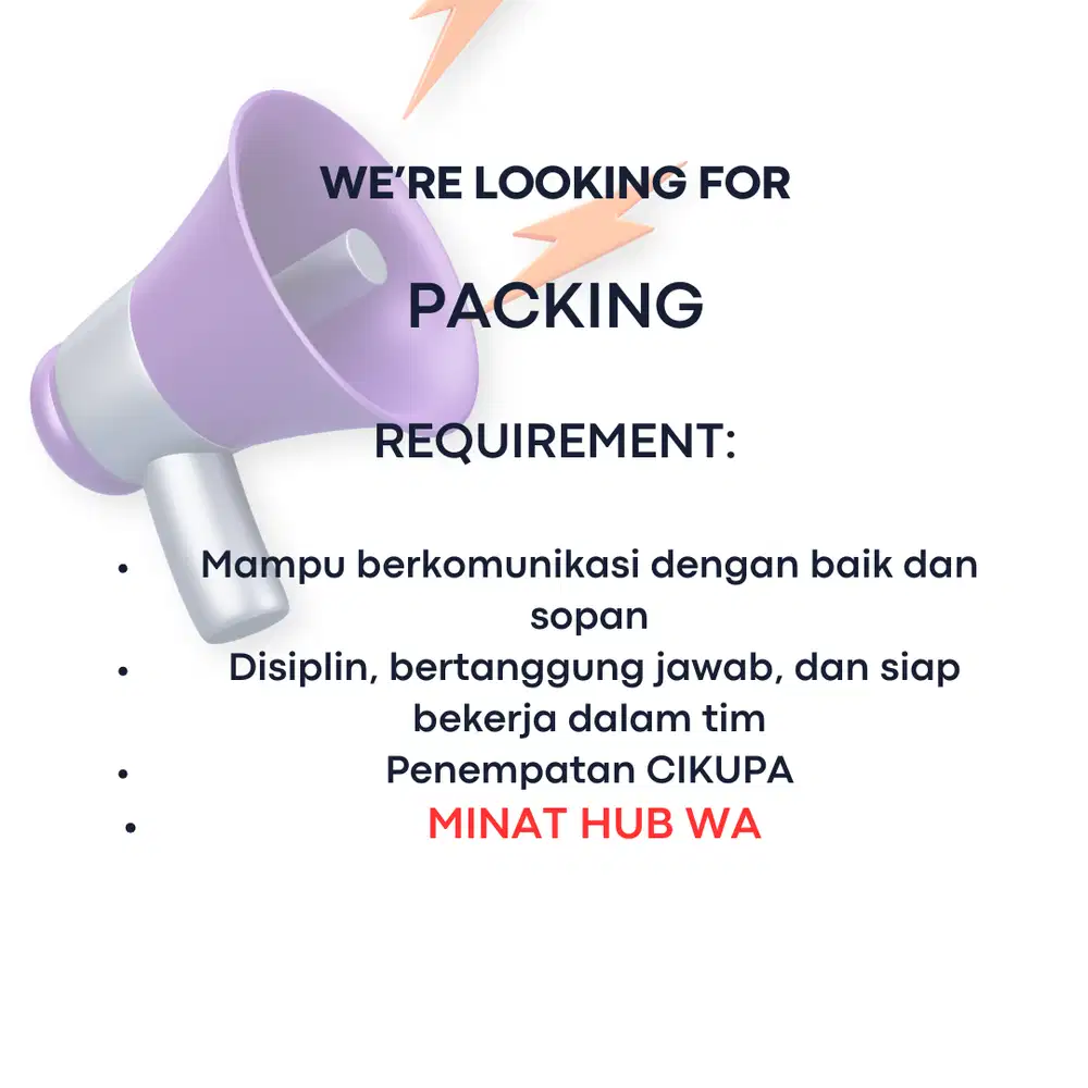 DIBUTUHKAN SEGERA PACKING
