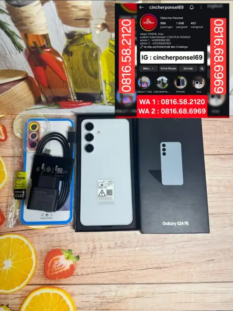 Jual hp SAMSUNG S24 fe 5g 8/256 garansi 07 26 FREE adaptor n case