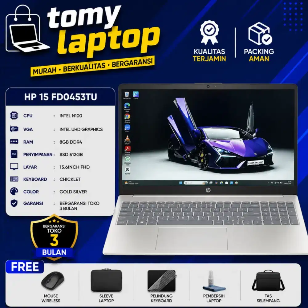 HP 15 FD0443TU INTEL N100 INTEL UHD GRAPHICS RAM 8GB SSD 512GB 15INCH