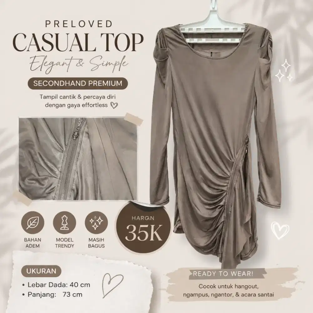 PRELOVED DRESS/TUNIK COKLAT NUDE