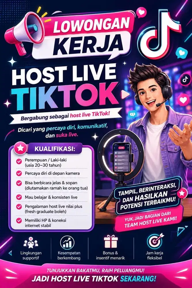 LOWONGAN KERJA HOST LIVE TIKTOK