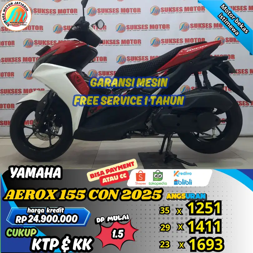 YAMAHA AEROX 155CON 2025  ANGSURAN TERMURAH SYRT KTP&KK(SUKSESMOTOR)