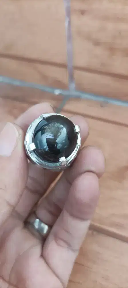 batu cincin perak black safir mayan gede