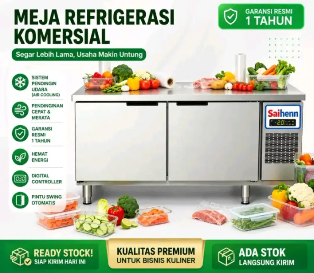 Refrigerasi Komersial Saihenn 2 Pintu - Chiller Baru Garansi 1 Tahun
