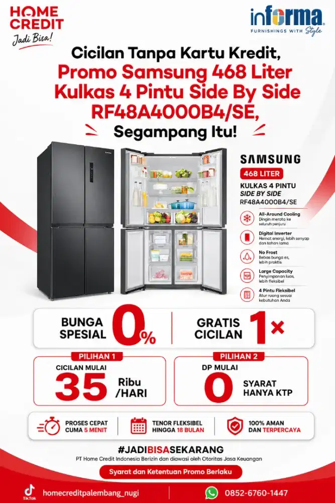 PROMO SAMSUNG 468 LITER KULKAS 4 PINTU SIDEBY SIDE RF48A4000B4/SE