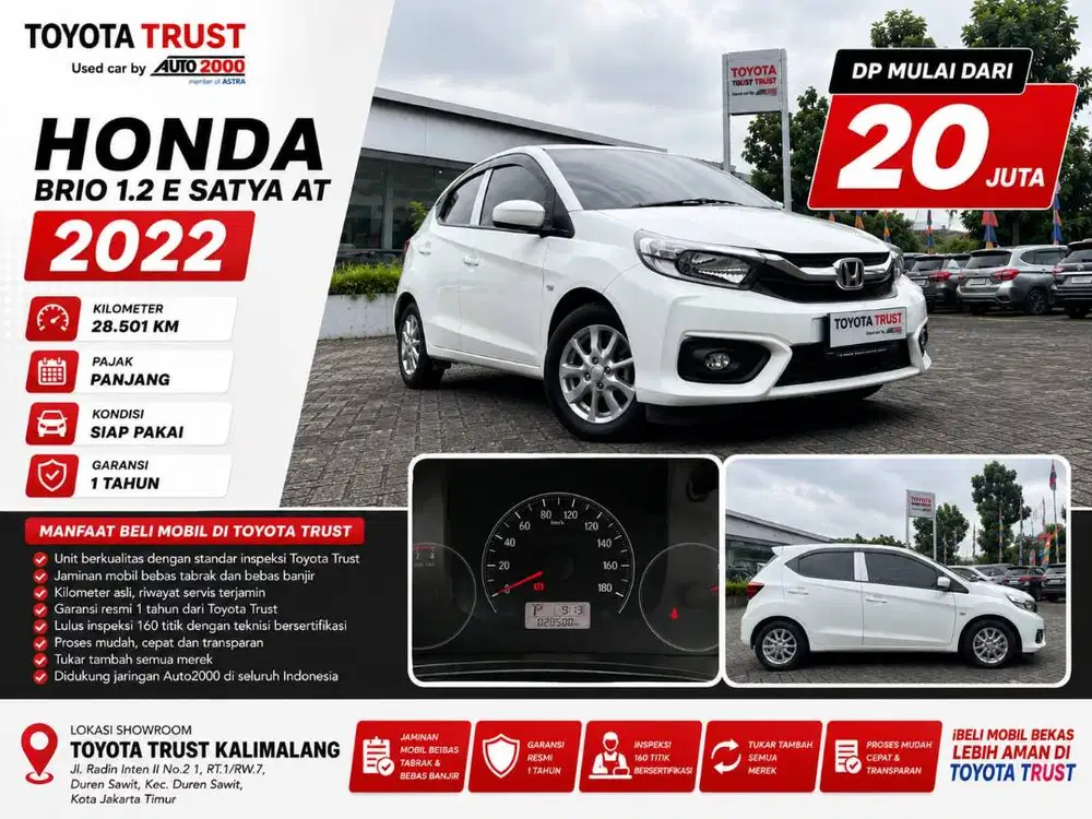 [LOW KM] HONDA BRIO 1.2 E SATYA AT 2022