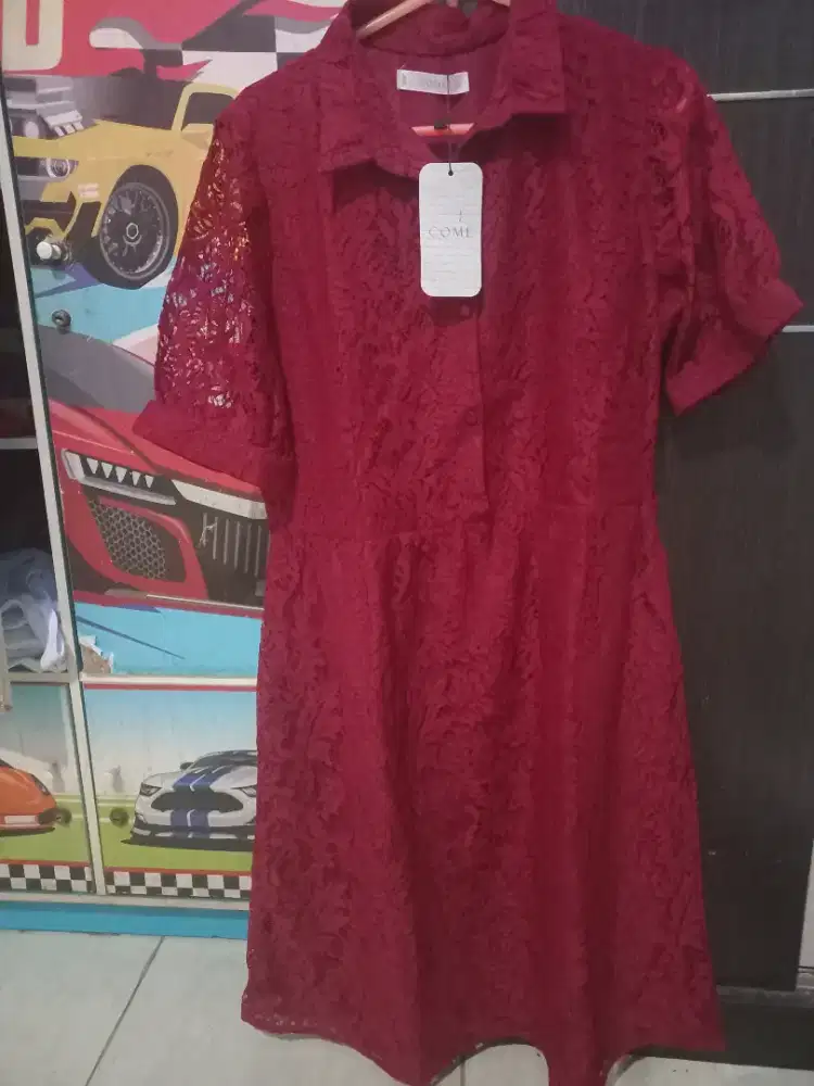Dress Brokat Maroon