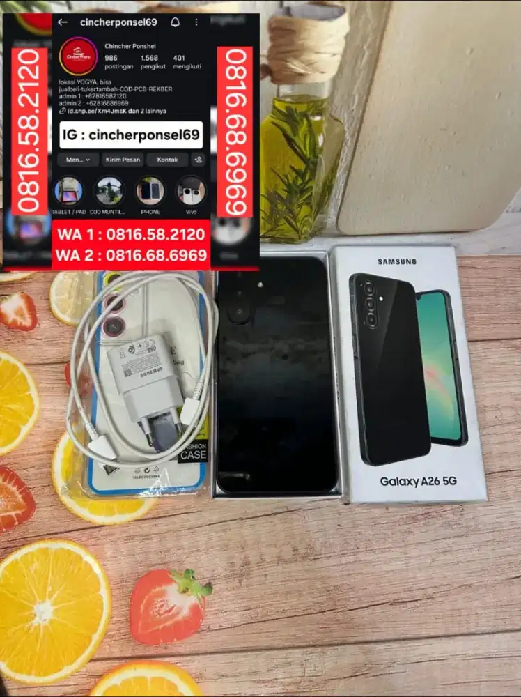 Jual hp samsung A26 5g 8/256 likenew istimewa siap pakai free ADAPTOR