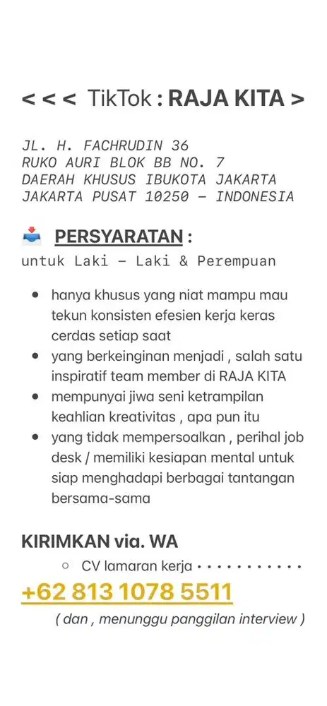 < < <  TikTok : RAJA KITA >