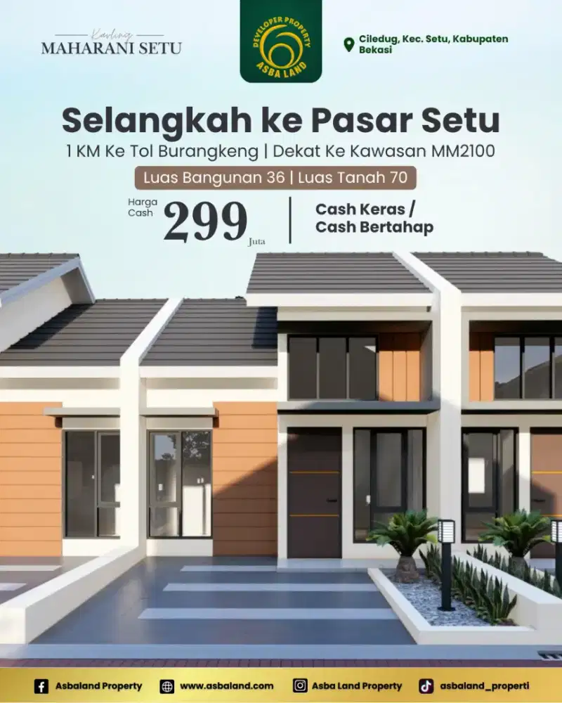 Rumah Murah Setu Bekasi dekat Gerbang Tol