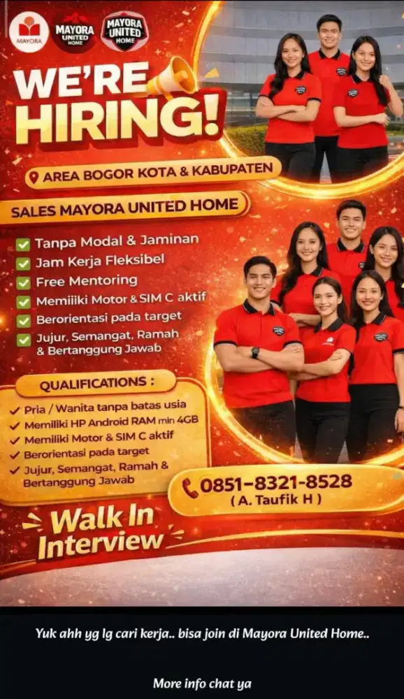 LOKER MARKETING MAYORA UNITED HOME