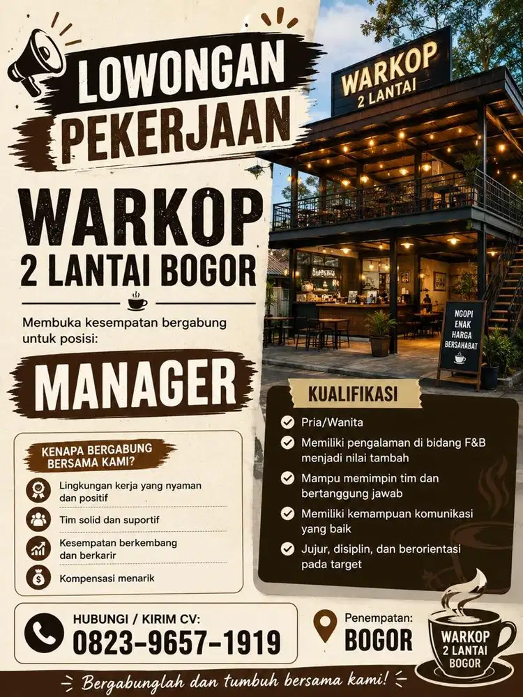 Dibutuhkan segera manajer fnb