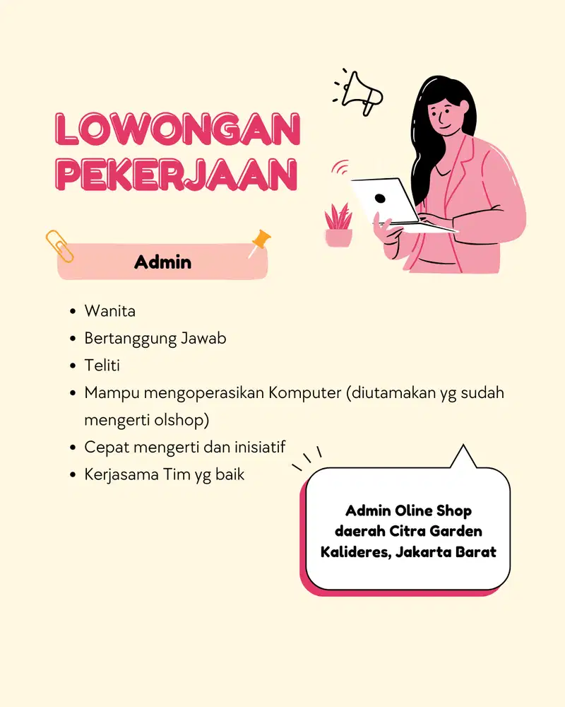 Dibutuhkan Admin Olshop