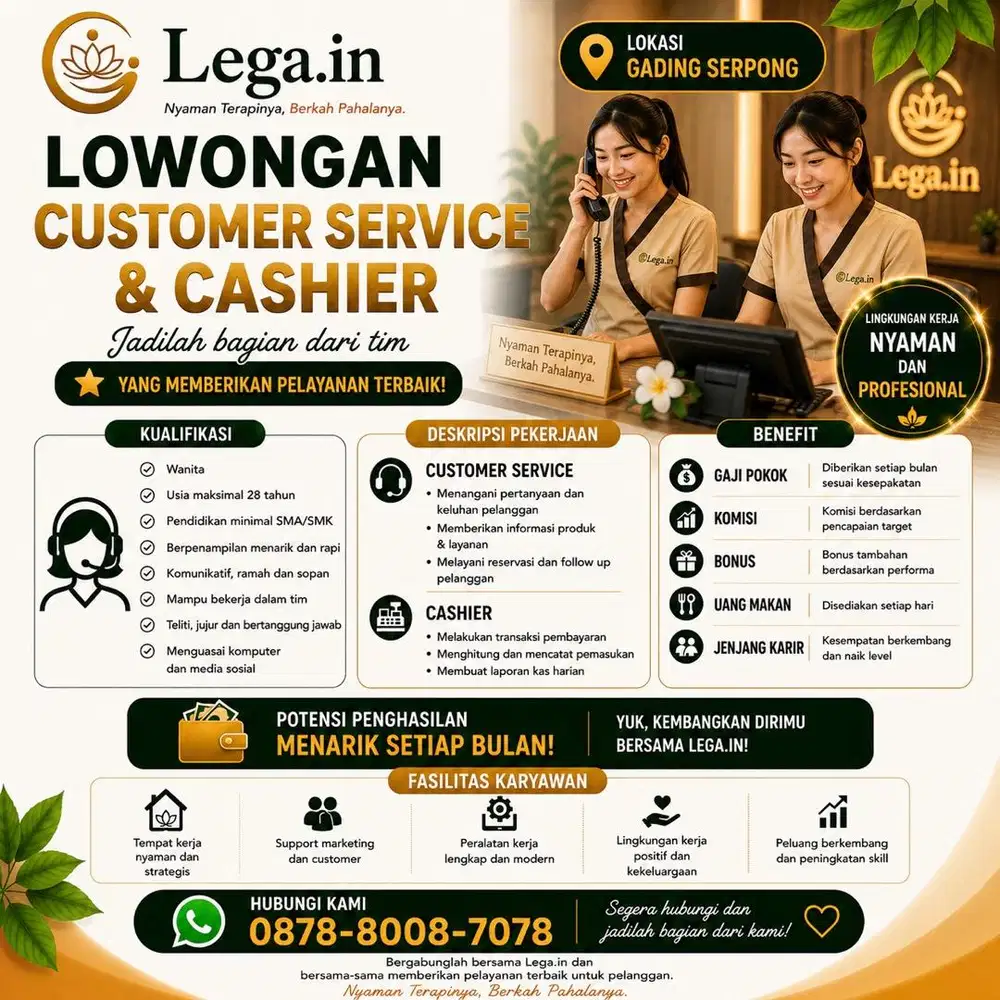 Loker Lowongan Kerja Customer Service dan Kasir