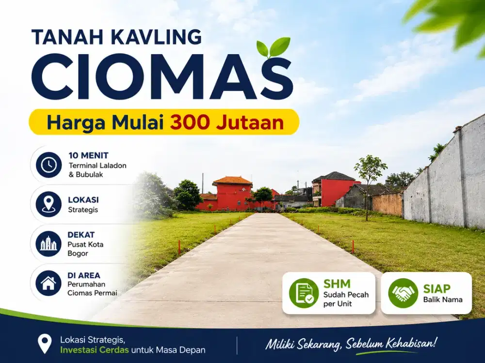 Tanah Kavling Dalam Perumahan Ciomas, SHM Sudah Pecah Siap Bangun