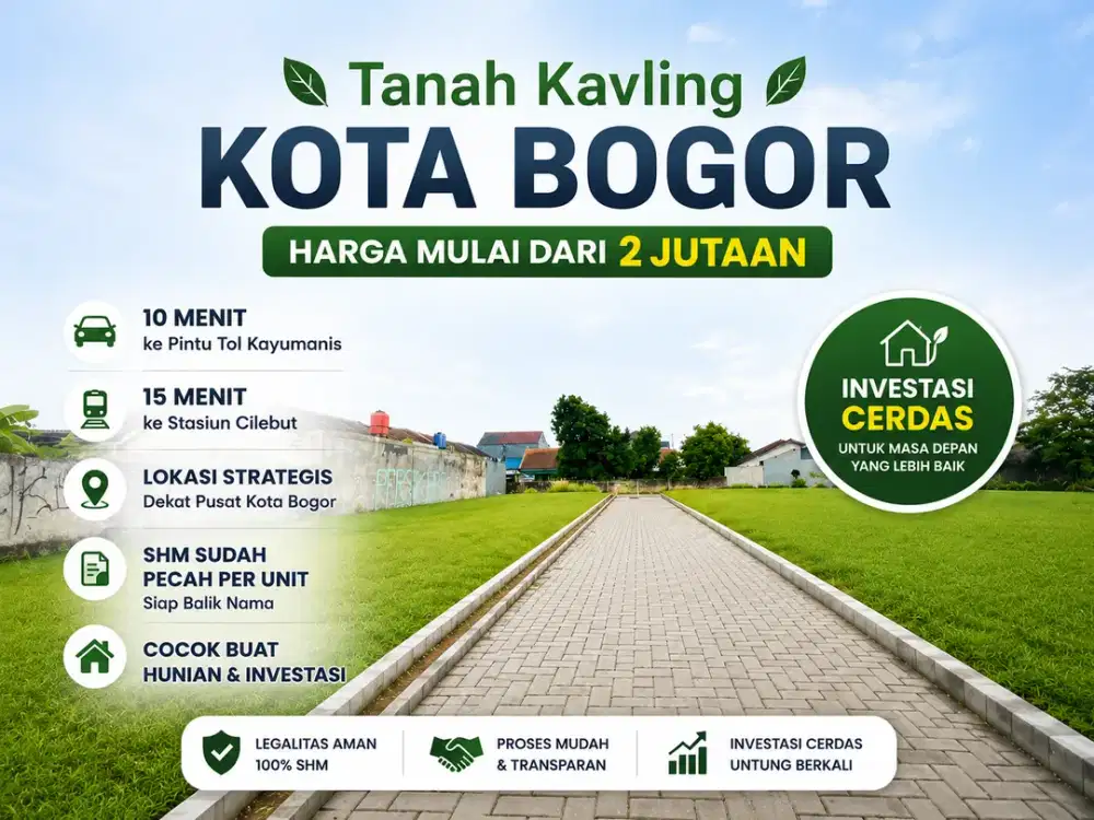 Tanah Kavling Dekat Stasiun Cilebut Siap Bangun, SHM Sudah Pecah