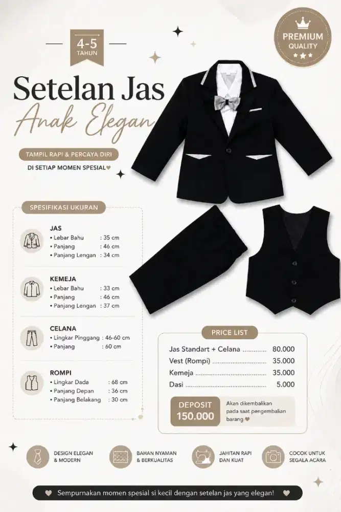 Jas anak warna hitam