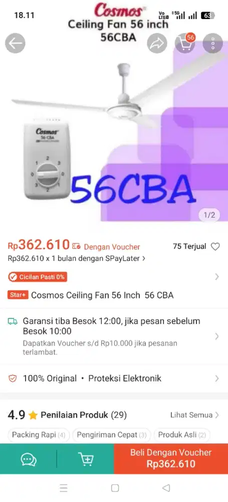 Dijual kipas angin gantung plafon merk samsung