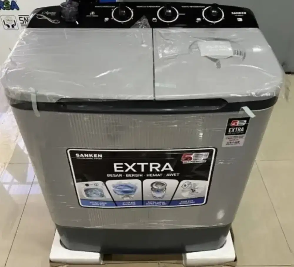 Mesin cuci 2tabung Sanken 8kg. Baru