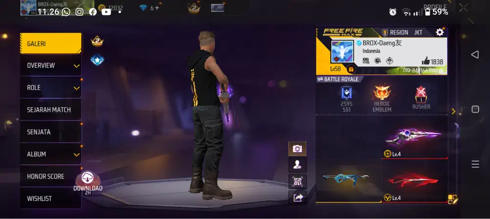 Jual Akun Free fire,Amanah dan terpercaya