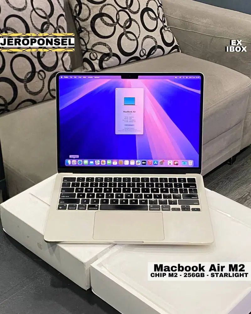 MACBOOK AIR M2 256GB STARLIGHT EX IBOX MULUS ORIGINAL GARANSI