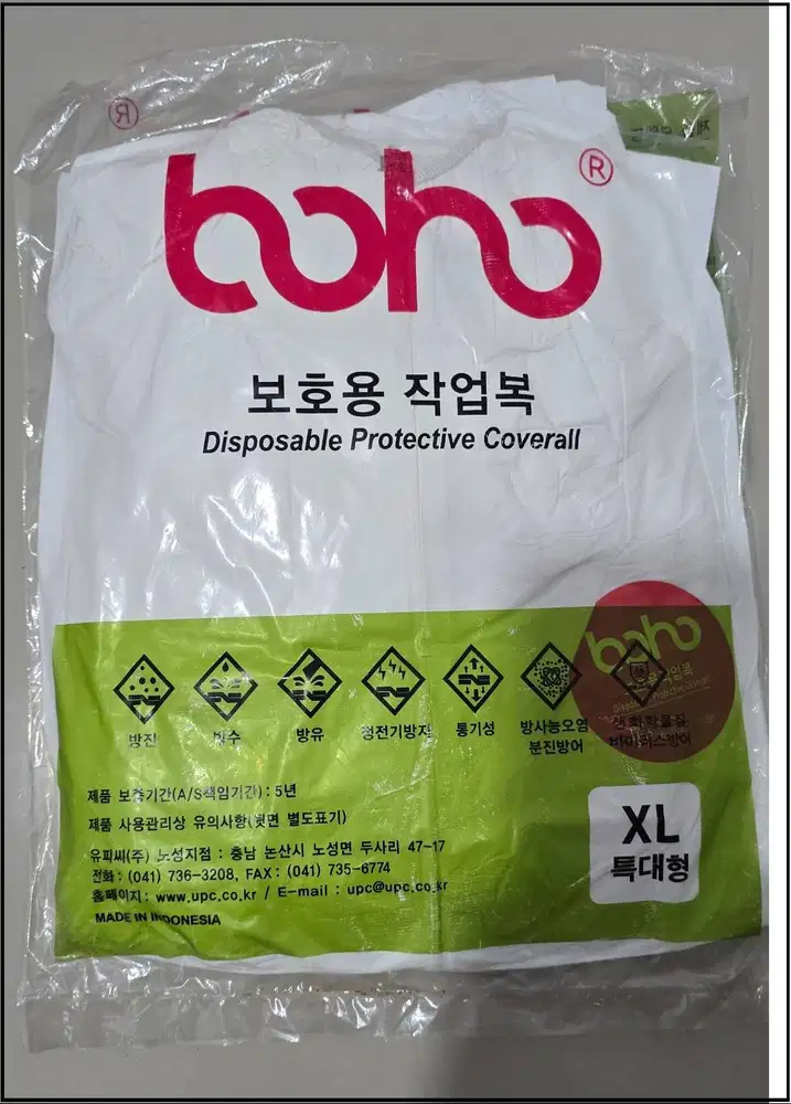 BOHO Disposable Protective Coverall size XL kondisi baru