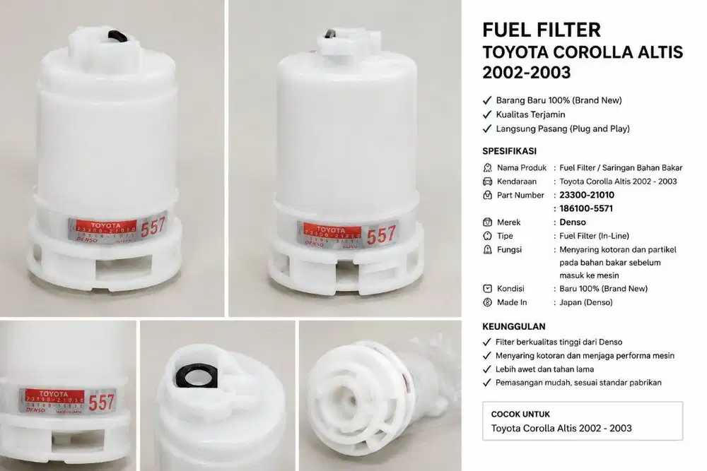Fuel Filter Toyota Corolla Altis 2002-2003 Denso Part#23300/21010