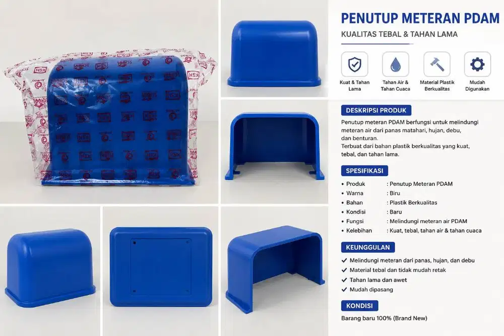 Penutup Meteran PDAM Biru Baru / Cover Meteran Air Plastik Tebal