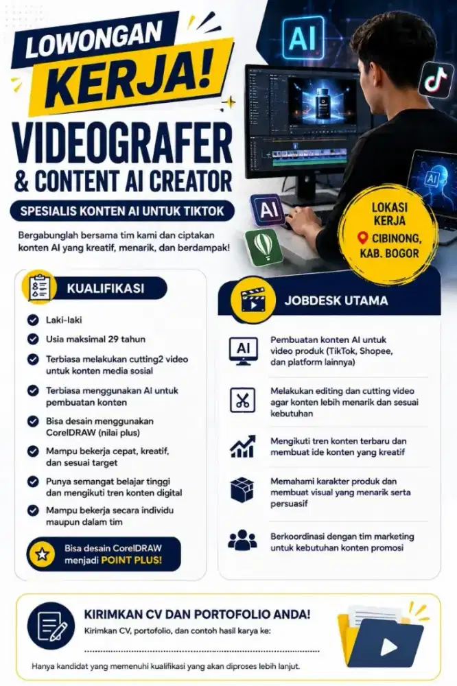 LOWONGAN KERJA – VIDEOGRAFER & CONTENT AI CREATOR