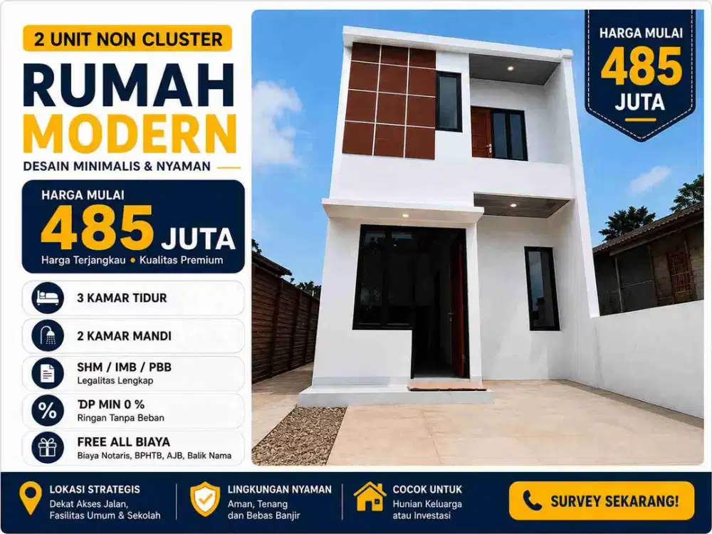 Hunian New KPR 2 Lantai - SHM - Dekat Puskesmas Sukamaju Baru Cimanggis Depok