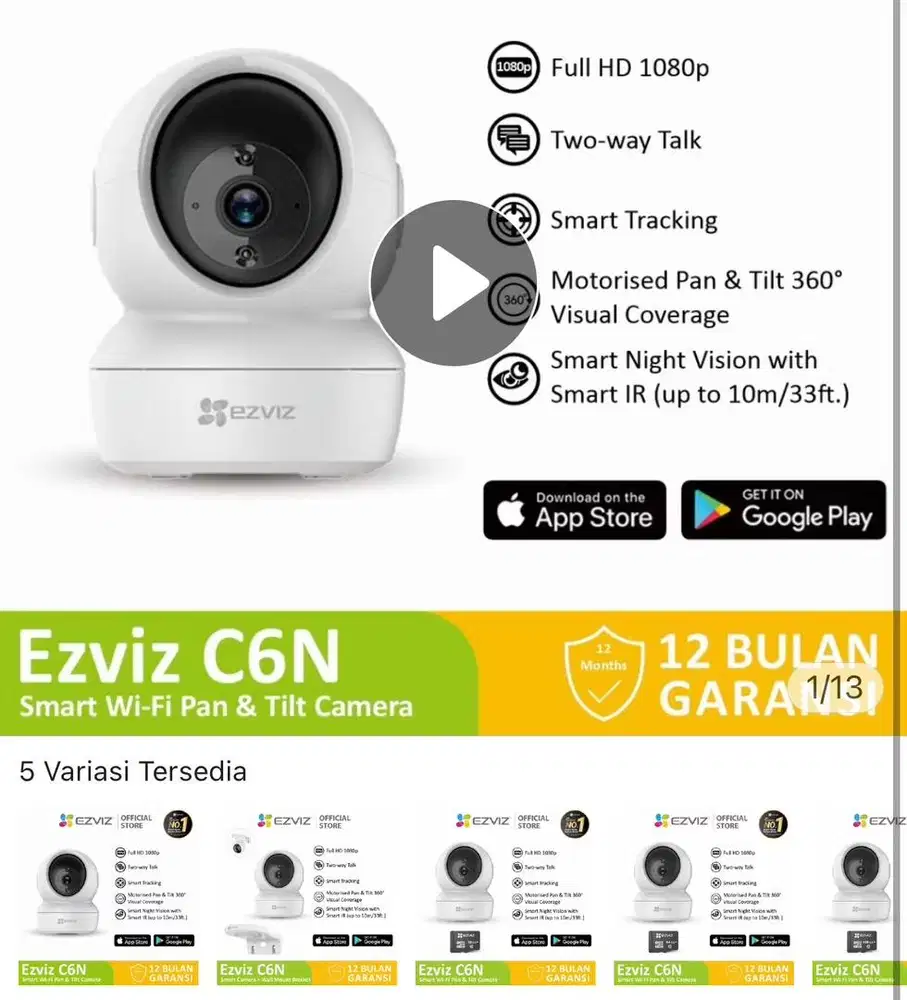 Ezviz C6N 2MP Smart Wifi Pan Tilt IP Camera CCTV Indoor 1080p