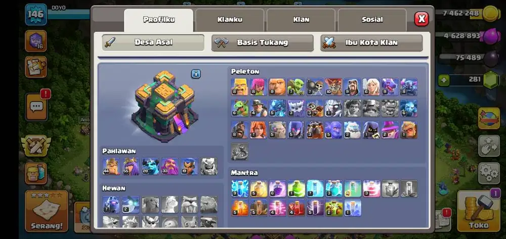 Hampir max 14 Dan hero level 50