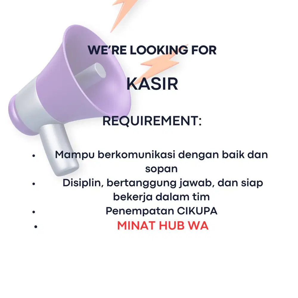 DIBUTUHKAN SEGERA KASIR