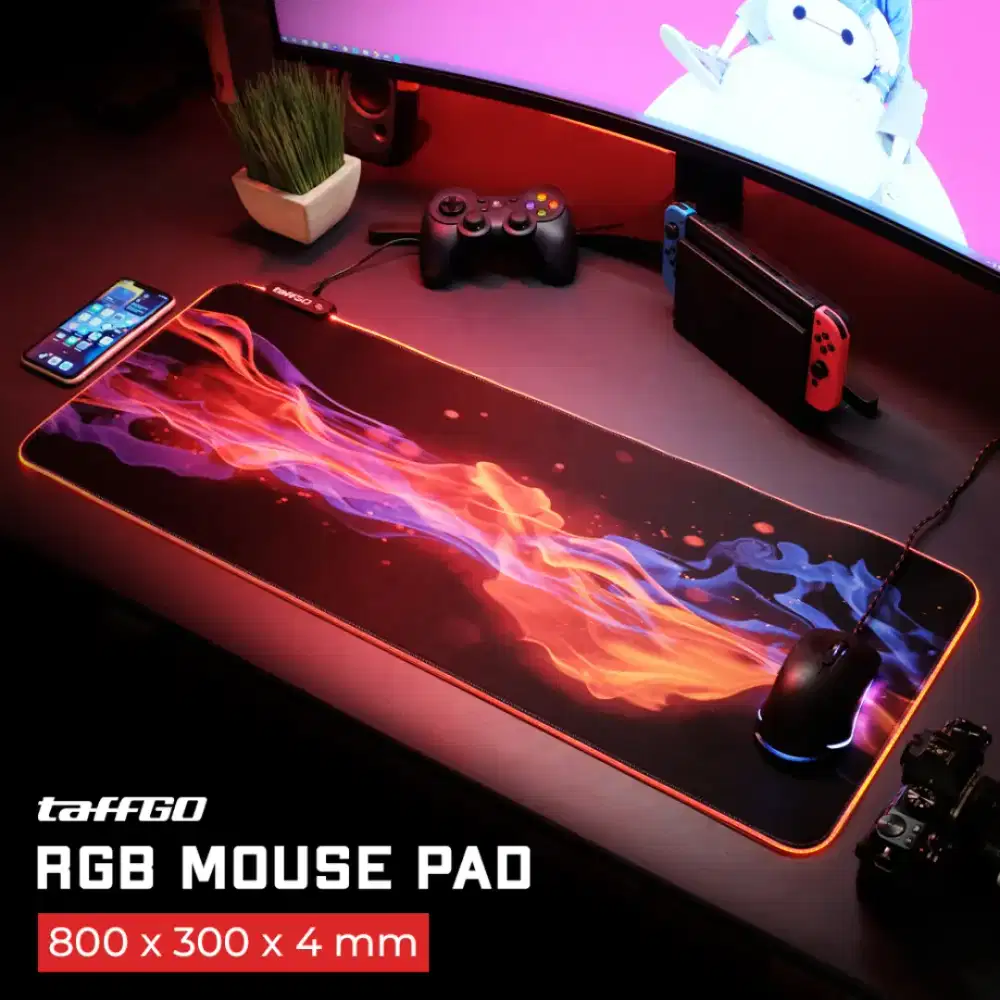 Mouse Pad Gaming XL Illuminated RGB LED Desk Mat 800x300x4mm RGB