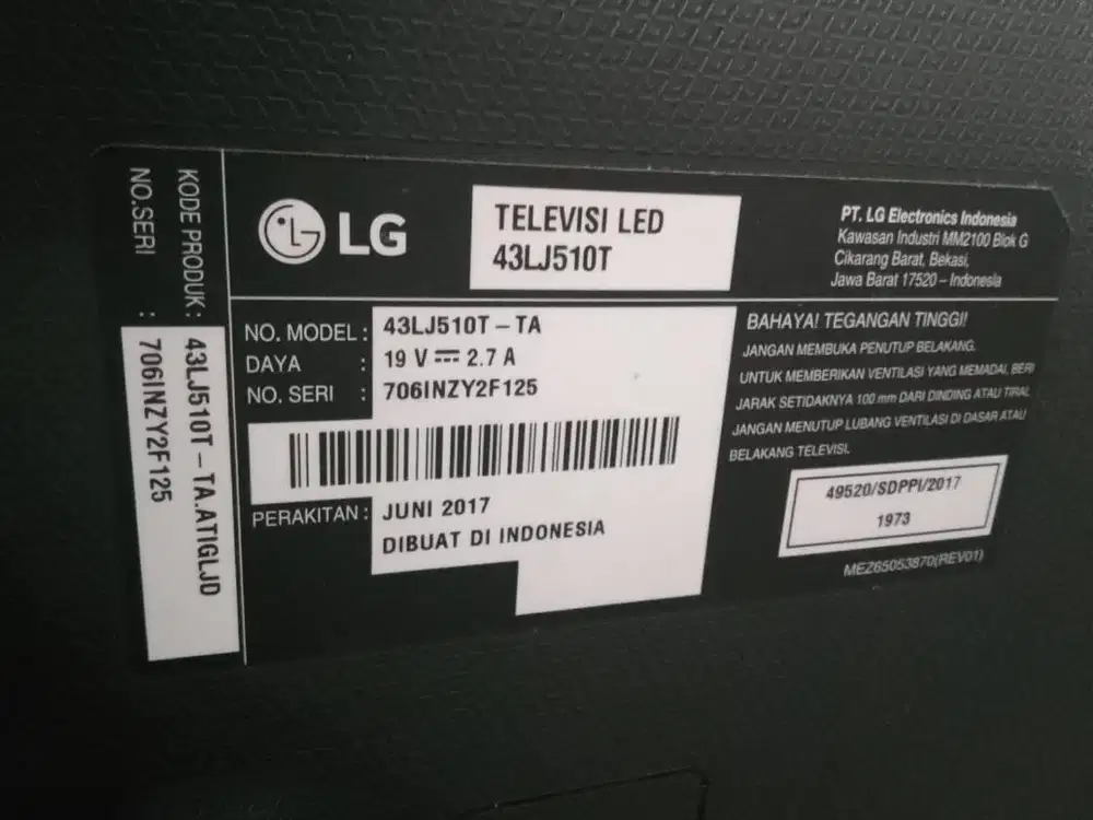 TV LED LG 43LJ510T-TA