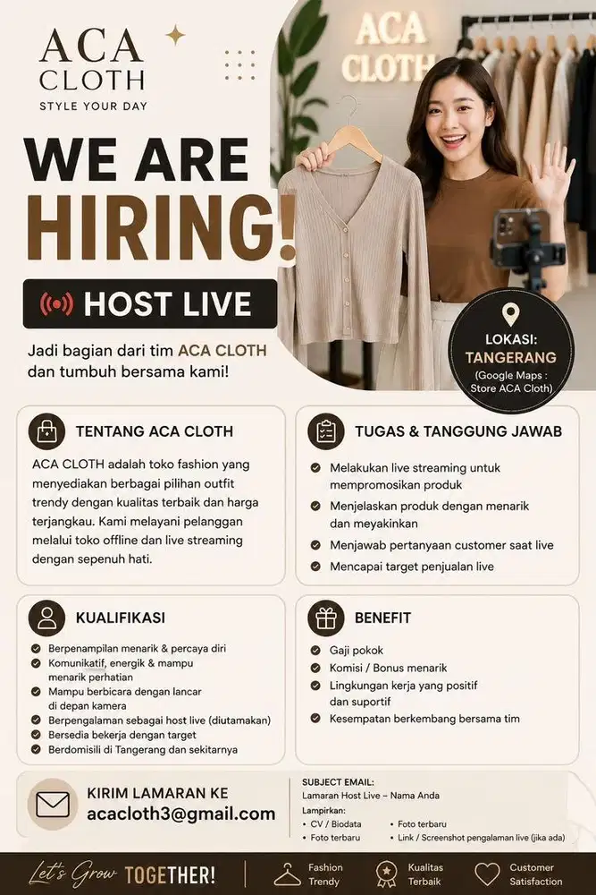 LOWONGAN KERJA – HOST LIVE STREAMING