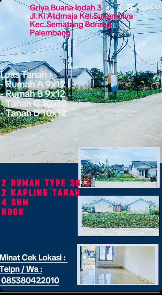 Dijual Cepat Tanpa Perantara 2 Rumah Hook dan 2 Tanah Hook