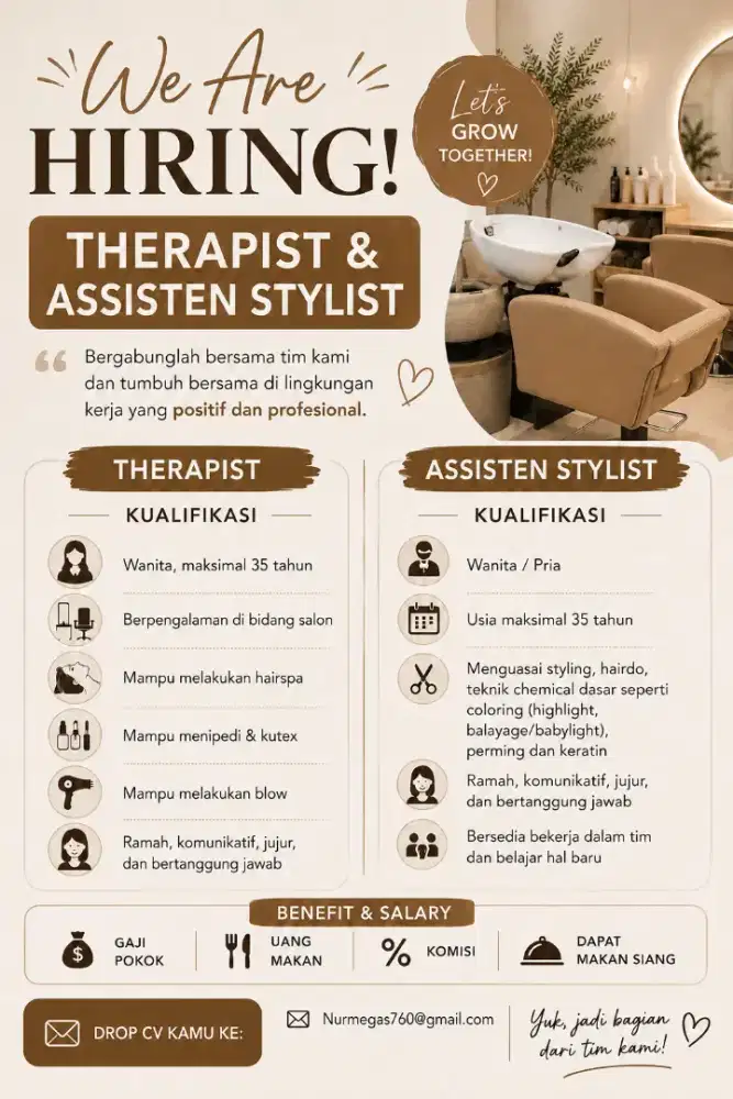 Dibutuhkan therapist & assisten stylist