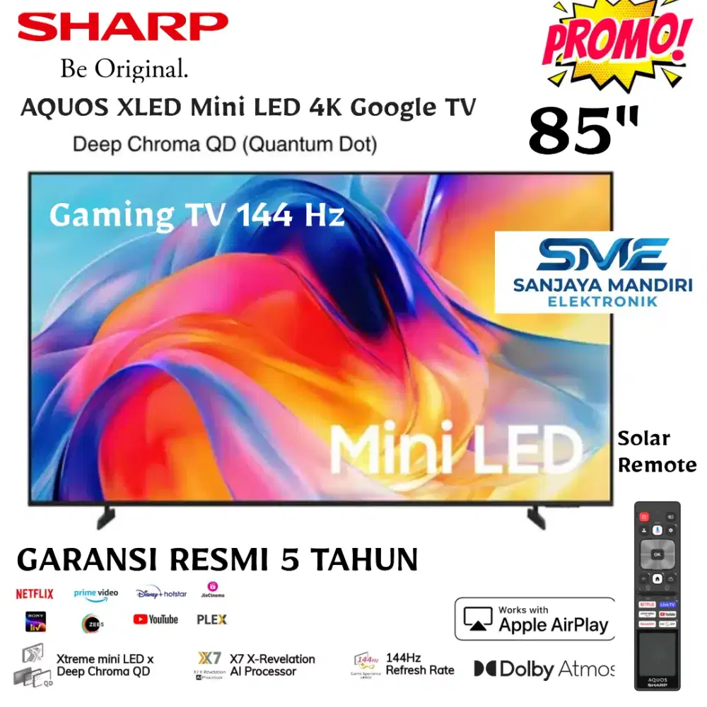 SHARP Aquos Mini LED XLED 4K Google TV 85 Inch 4T-C85HU8500X 144Hz