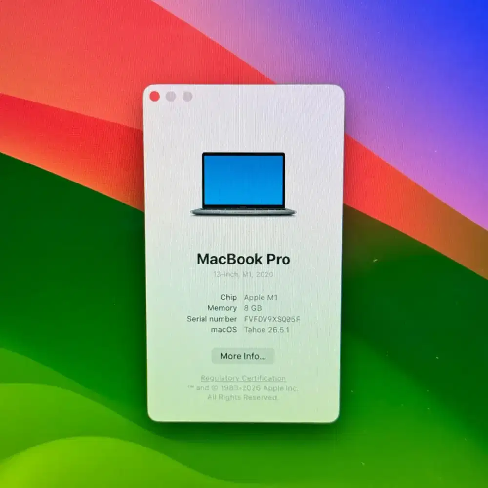 Macbook Pro M1 13 Inch Ram 8 Ssd 512 lengkap full set Space Grey