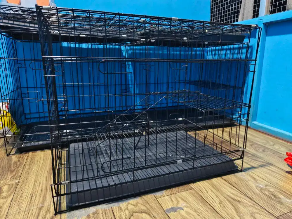Kandang Besi Lipat Besar L XL Baru Second Kucing Anjing Landak Kelinci