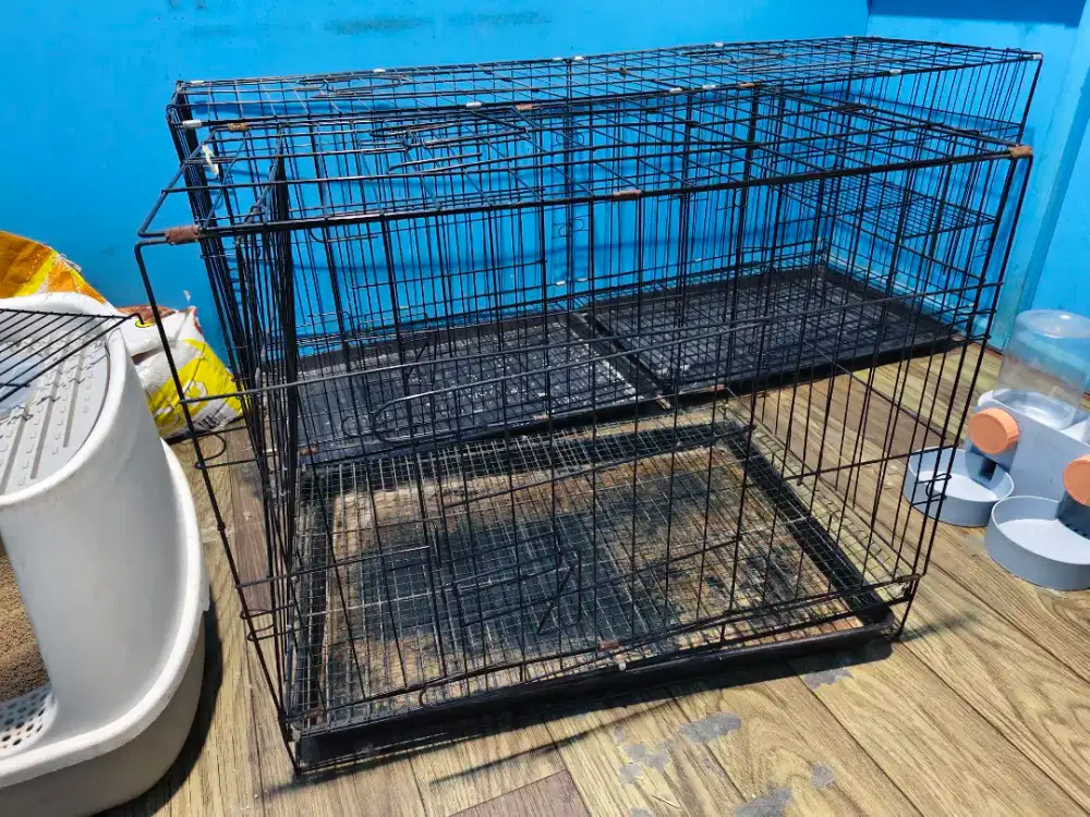 Kandang Besi Lipat Besar L XL Baru Second Kucing Anjing Landak Kelinci