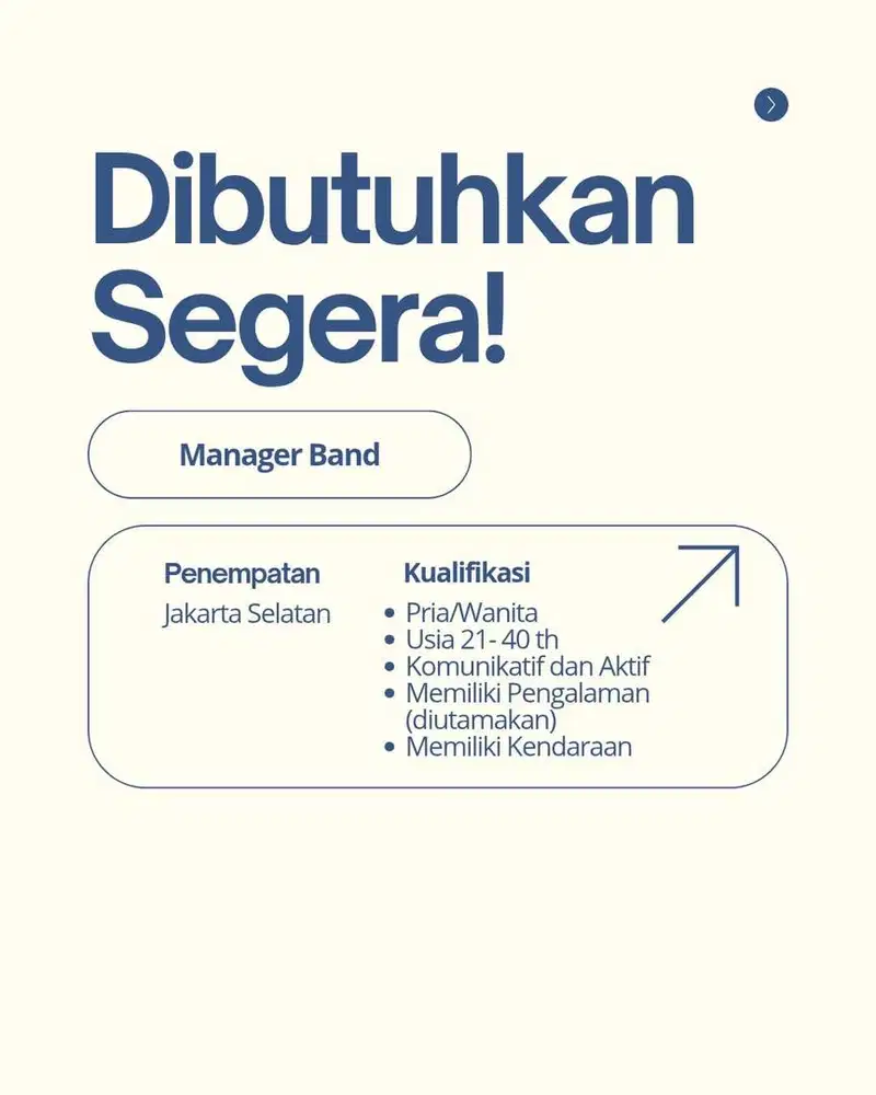 Dibutuhkan Segera Manager Band